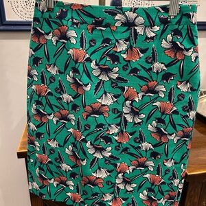 J Crew Green Navy Floral Pencil Skirt